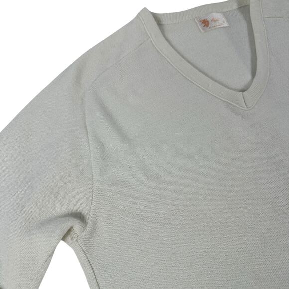 Vintage Elite of California Audi Knit Sweater White Retro Unisex Medium Preppy - Picture 5 of 13